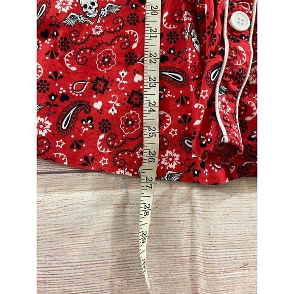 Hell Bunny Vixen Red Rockabilly Skull & Guns Print Skirt - XS - Picture 4 of 11